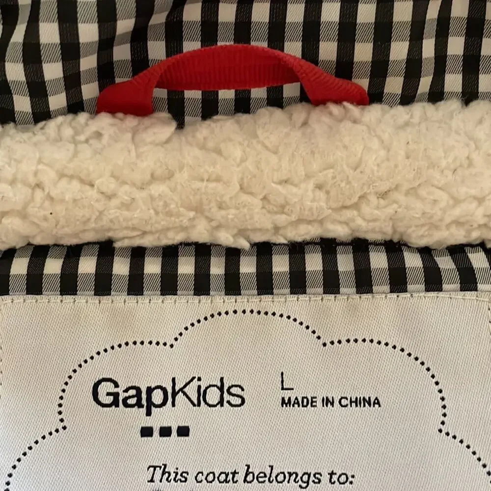 Gap Kids Girls Gingham Sherpa Lined Vest